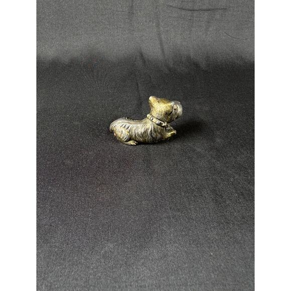VTG brass PEWTER figurine statue HIGHLAND SCOTISH TERRIER DOG MINIATURE JAPAN - Picture 3 of 7